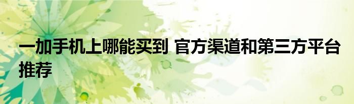 一加手机上哪能买到 官方渠道和第三方平台推荐