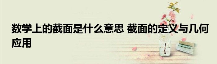 数学上的截面是什么意思 截面的定义与几何应用